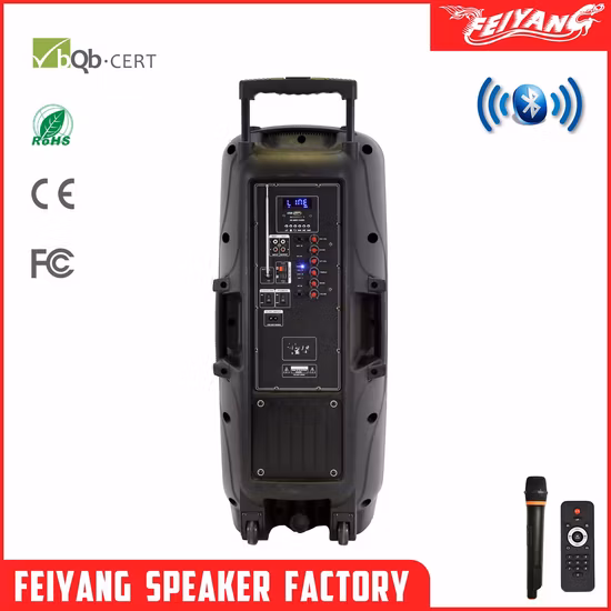 Caixa recarregável do orador da bateria de Bluetooth do trole com microfone e luz sem fio de USB SD